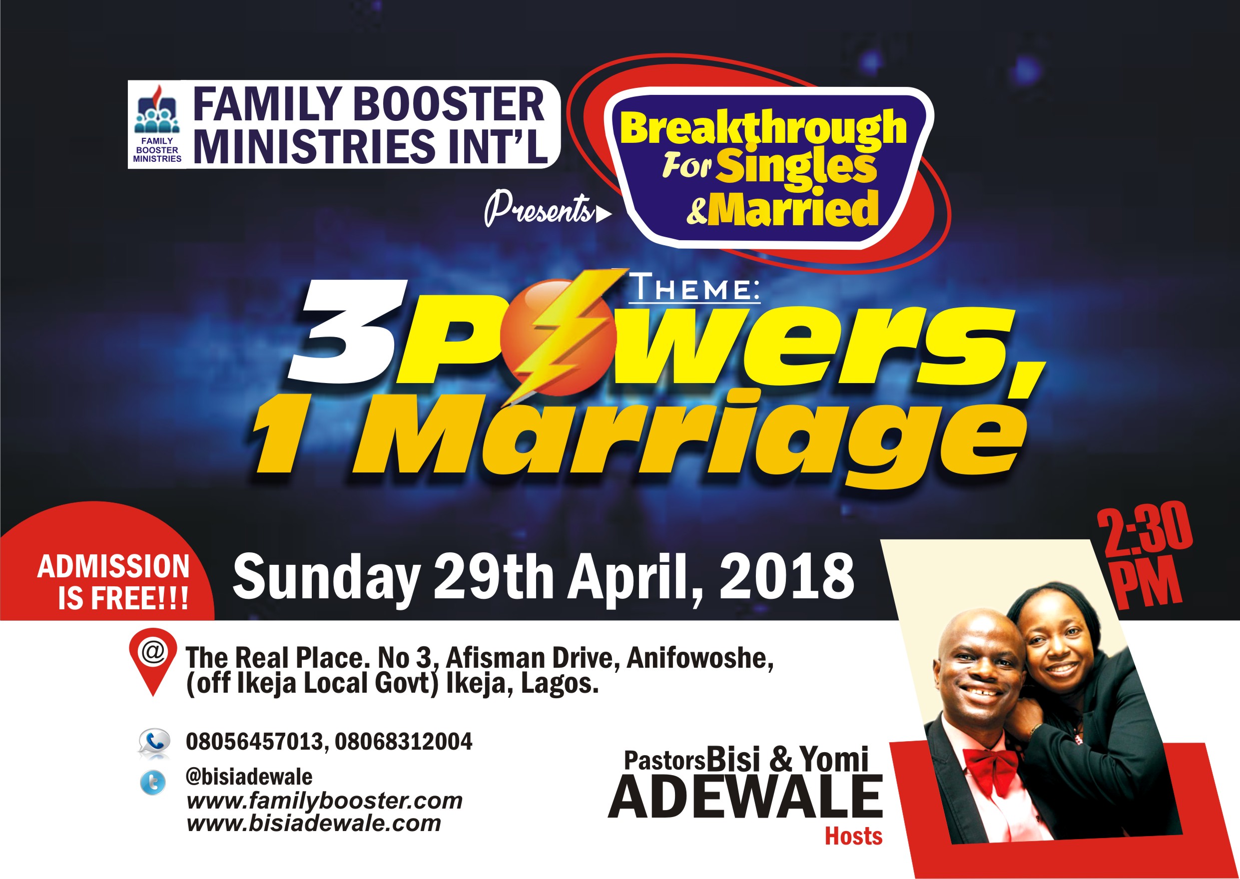 Join Pastor Bisi & Yomi Adewale For Awesome Moment @ Breakthrough for Singles & Married Summit 2018 ( April Special Edition)